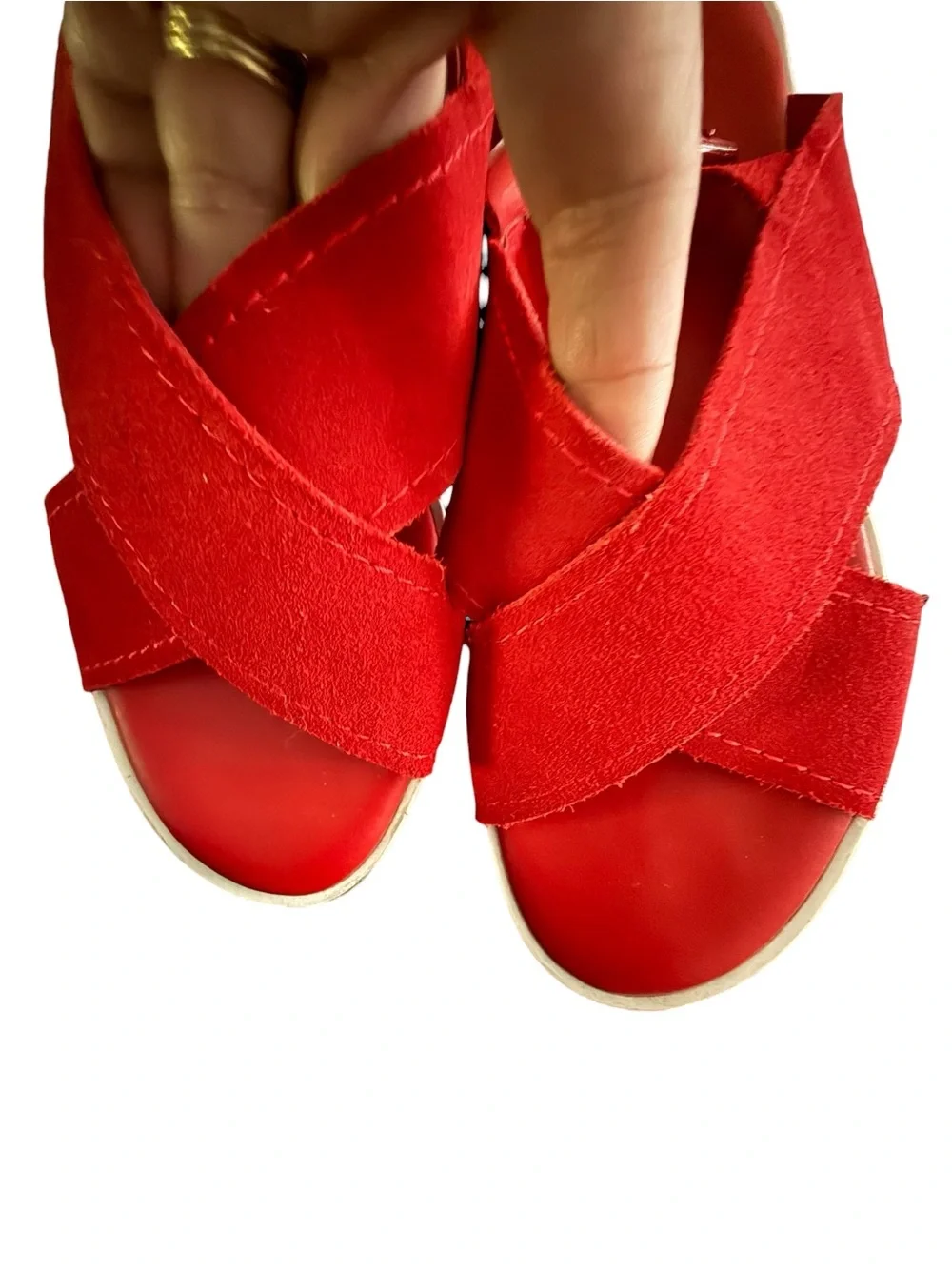 Marc Fisher Red Suede Cork Platform Slingback Sandals 9M Euro Summer Resort